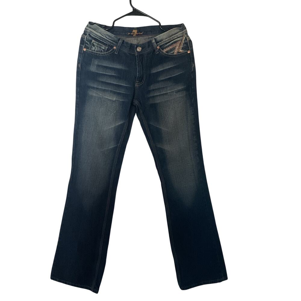 Vintage Y2K 7 For All Mankind Dojo Jeans Size 29 Bootcut Rhinestone USA Made